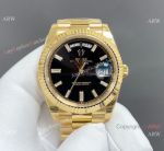 Rolex DayDate 40mm V2 Cal.3255 Watch Yellow Gold Baguettes